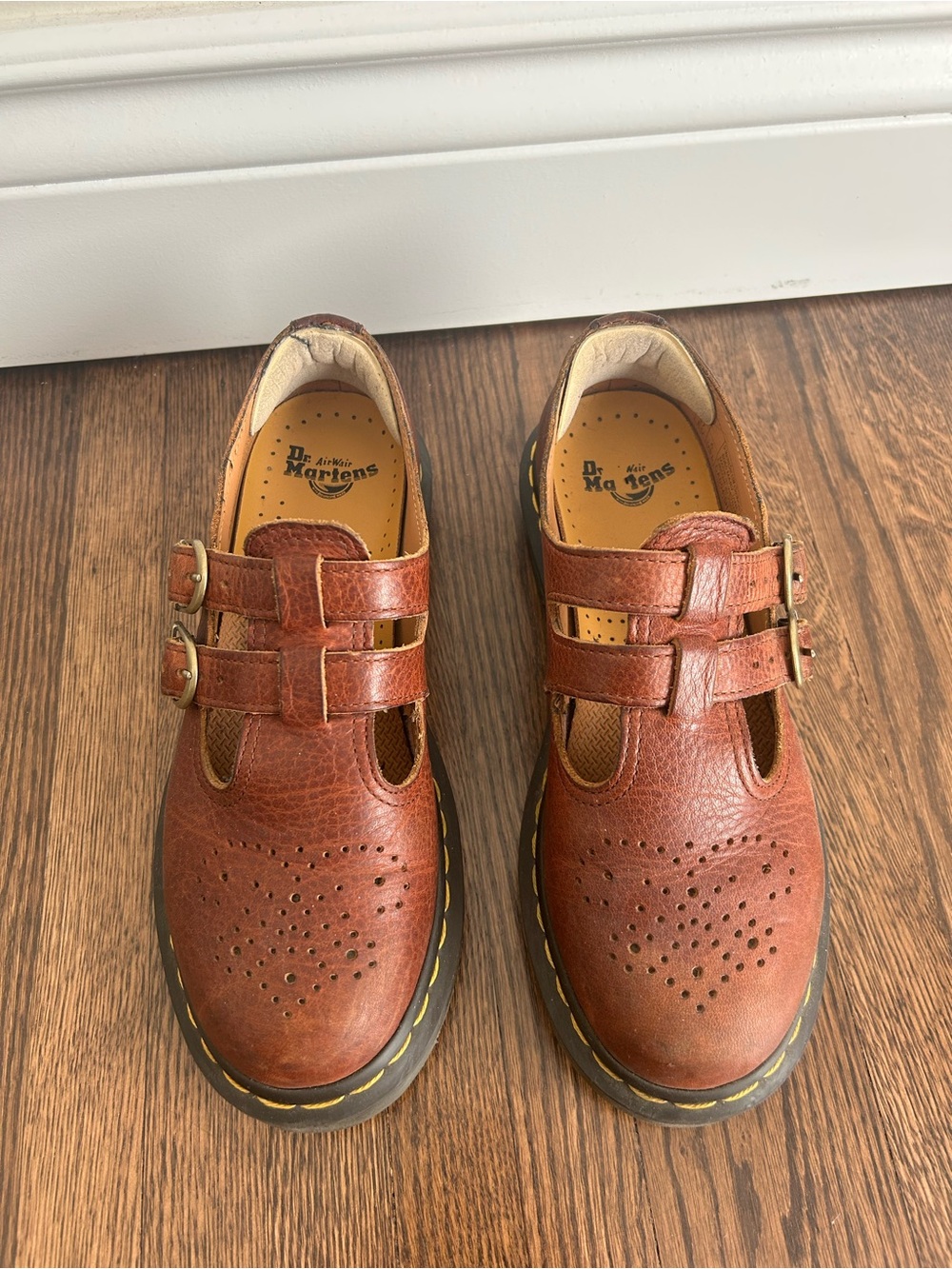 Dr. Martens Brown Double-Strap Perforated Mary Janes - Picture 3 of 6